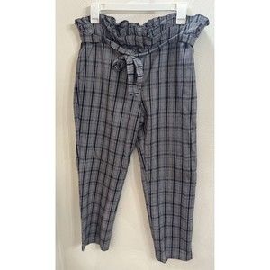 Blue Plaid, High waisted Dress Pant with Belt, Womens size 12